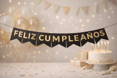 BANDERIN FELIZ CUMPLEAÑOS MET. NEGRO - comprar online