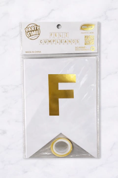BANDERIN FELIZ CUMPLEAÑOS BLANCO