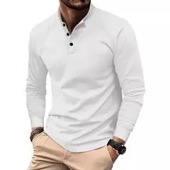 Camiseta Masculina Manga Longa Raglan Modelo Henley Premium - comprar online