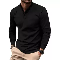 Camiseta Masculina Manga Longa Raglan Modelo Henley Premium en internet