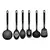 Conjunto Kit Utensílios Cozinha Nylon Colher Concha Escumadeira Espátula Pegad