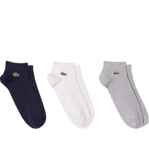 Medias Lacoste Sport Corte Bajo Negro Marino Blanco 3 Pares