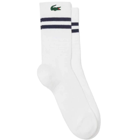Medias Lacoste Sport Corte Alto Blanco Marino 1 Par