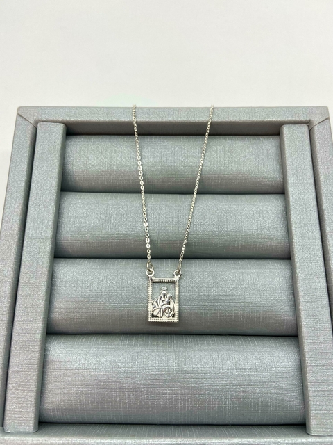 Colar Placa Nsa. Sra. do Carmo 13mm Corrente Cadeado 40cm Com Alongadora