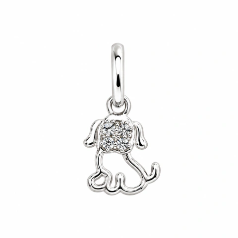 Pingente Cachorro Vazado Com Zircônias 7mm