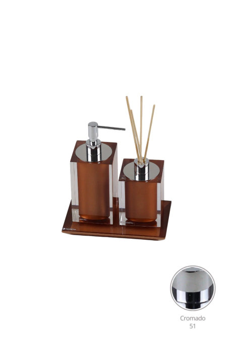 Conjunto Duo Quadrado – Cristal Red Gold - Resimetal