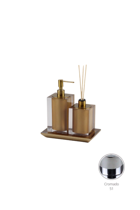 Imagem do Conjunto Duo Quadrado – Cristal/Ouro
