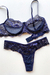 Conjunto Fabi Azul Marinho Renda Fios Dourados - comprar online
