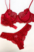 Conjunto Antônia em Renda Chantilly com Aro de Sustentação - Vermelho na internet