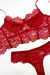 Conjunto Erica em Renda Vermelho - Fabi Lingerie 
