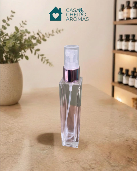 Vidro transparente de Perfume Torre 50 ml (tampa rose)