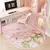 Padrão rosa coelho tapete intermediário, tapete semicircular, tapete de mesa d