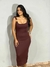 Vestido canelado com fivela - marrom - comprar online