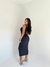 Vestido canelado com fivela - preto na internet