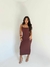 Vestido canelado com fivela - marrom - TN Store | Roupas Femininas Modernas e Estilosas