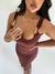 Vestido canelado com fivela - marrom - loja online