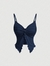 Imagem do SHEIN MOD Top Feminina Halterneck com Giro Frontal e Cruzado, Blusas Fofas, Camiseta Azul-Marinho