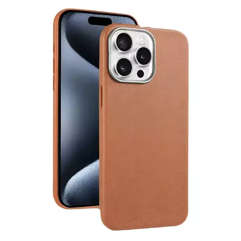 Case Iphone em Couro com Design Minimalista e Carregamento MagSafe