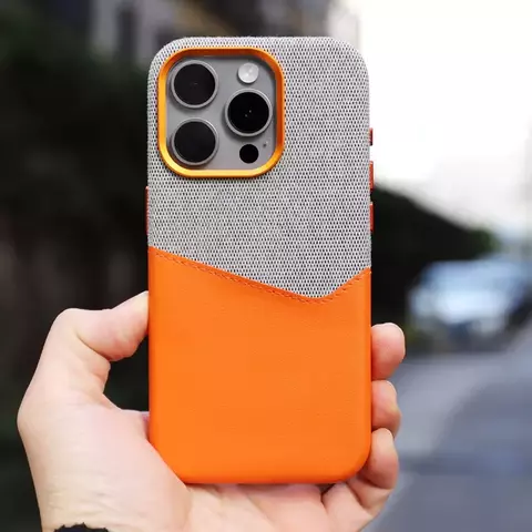 Case iPhone em Tecido e Couro Minimalista - comprar online