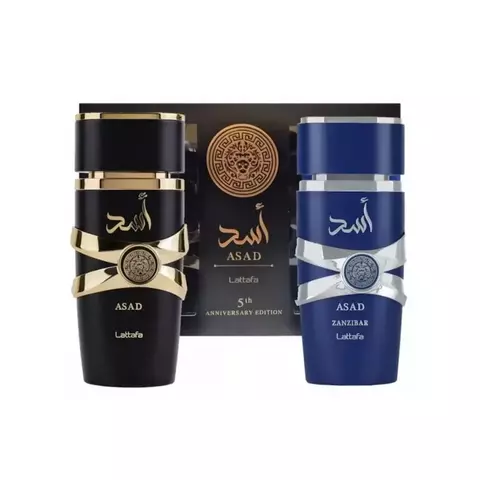 Kit Lattafa Asad + Asad Zanzibar - 2 Perfumes de 100ml Dupes