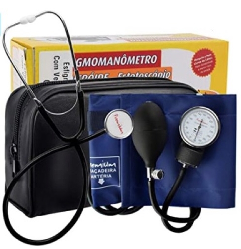 ESFIGMOMANOMETRO ANERÓIDE C/ ESTETOSCÓPIO PREMIUM