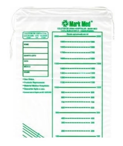 COLETOR URINA ADULTO C/ BARBANTE MARK MED 2000ML C/ 100