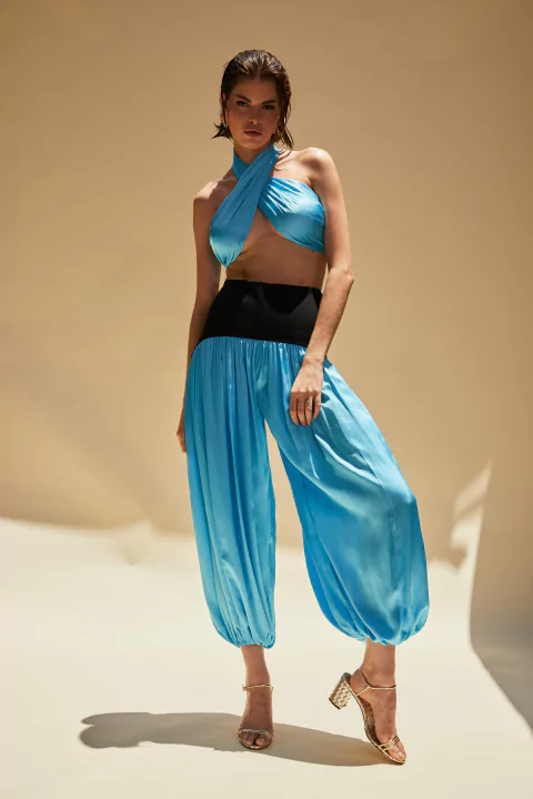 Top Cruzado Franzidos Cetim