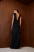 Vestido longo fenda asa acetinado - comprar online