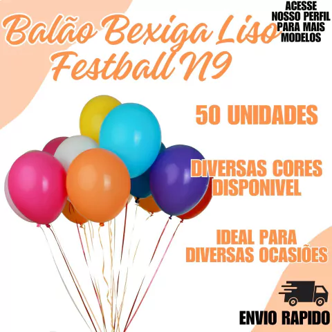 Balão Bexiga Liso Festa Decoração 9 C/50 FestBall