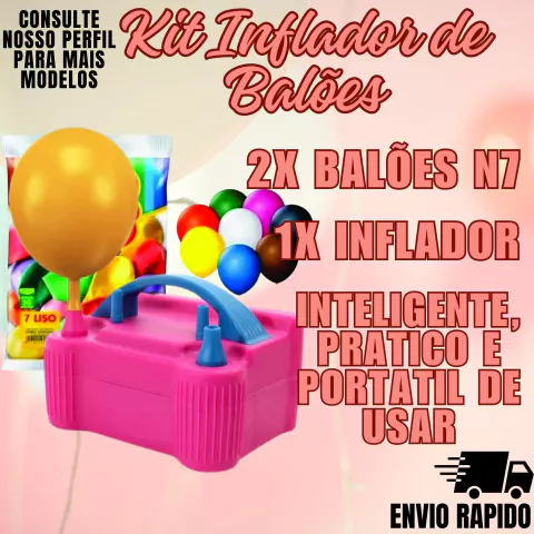 Kit Inflador Baloes Bexiga Festa Aniversario Decoraçao