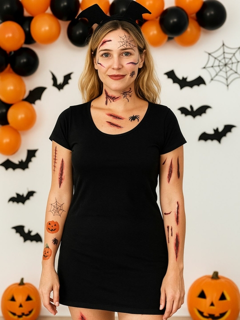 Tatuagem de Pele Halloween C/2 Cartelas Festa Fantasia