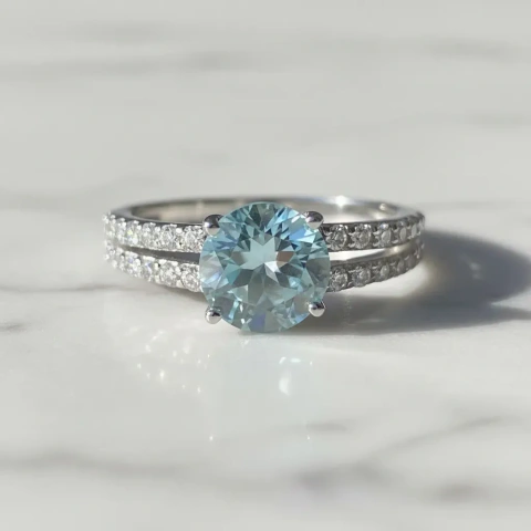 Anillo Compromiso Plata 925 Topacio Azul