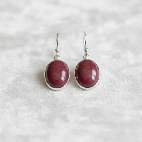 Aros Enjoyas Jewels Ovalados Plata 925 Rubí