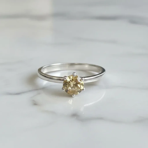 Anillo Solitario Plata 925 Citrino