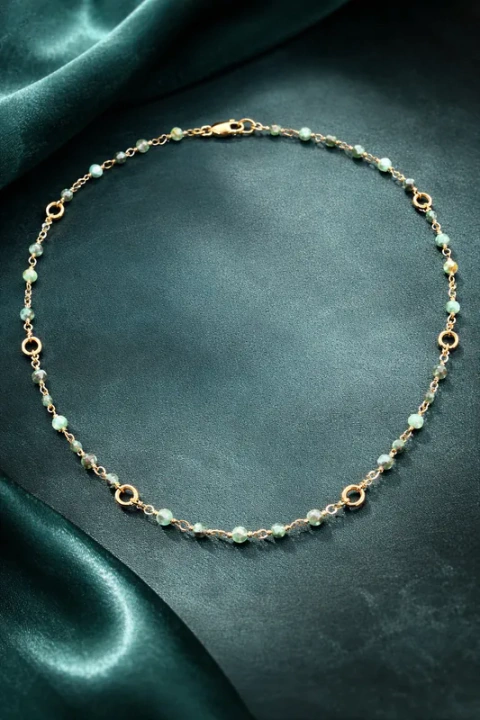 Collar Eterna Plata Oro 18k Esmeralda