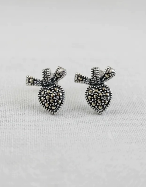 Aros Enjoyas Jewels Corazón Plata 925 Marcasita