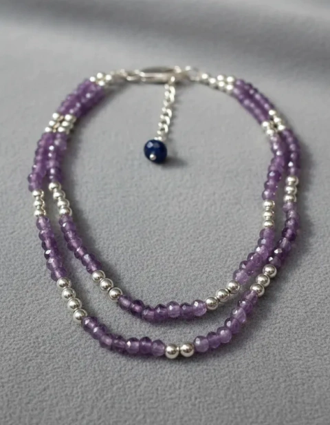 Collar Enjoyas Jewels Doble Plata 925 Amatista