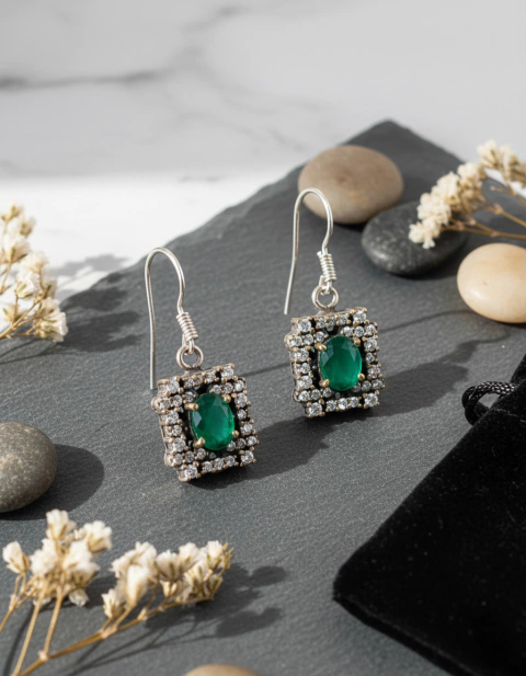 Aros Enjoyas Jewels Turcos Plata 925 Jadeíta