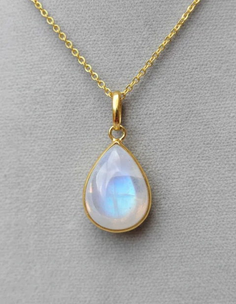 Dije Enjoyas Jewels Lágrima Plata Oro Luna Arcoíris