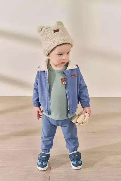 CONJUNTO MENINO JAQUETA E CALÇA MOLETOM DENIM DIVERTTO