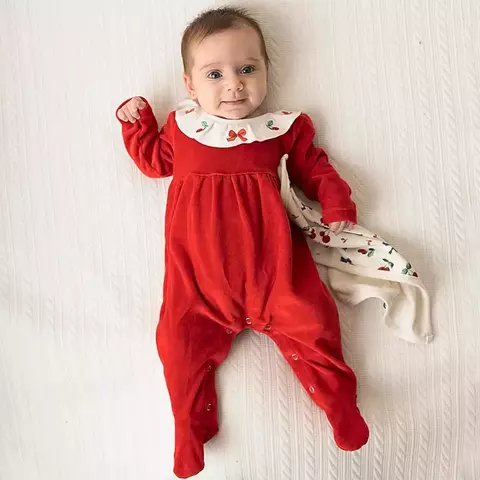 MACACÃO LONGO COM GOLINHA BORDADA PARA BEBÊ MINI & CO