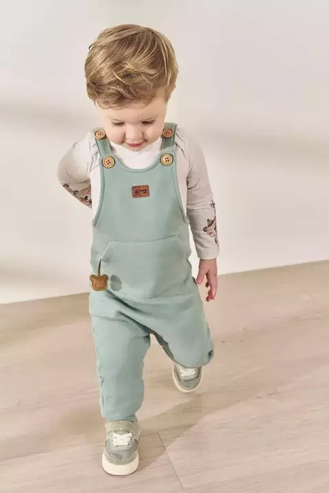 CONJUNTO BEBÊ MENINO JARDINEIRA URSOS VERDE DIVERTTO