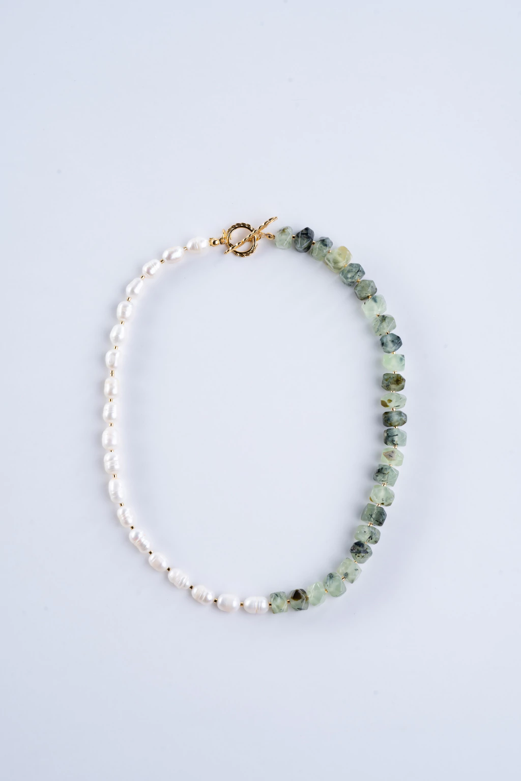 Colar Pérolas Cultivadas e Prehnit