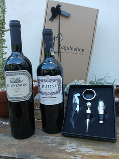 BOX RUTINI CABERNET/MALBEC Y EL ENEMIGO MALBEC CON ESTUCHE DE ACCESORIOS - REGALOSHOP