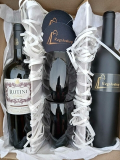 BOX RUTINI CABERNET/MALBEC CON VASO NEGRO Y ACCESORIOS - comprar online