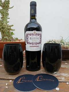 BOX RUTINI CABERNET/MALBEC CON VASO NEGRO - comprar online