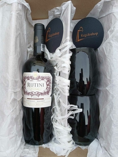 BOX RUTINI CABERNET/MALBEC CON VASO NEGRO