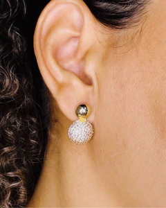 Brincos Dupla Esfera Cravejada - comprar online