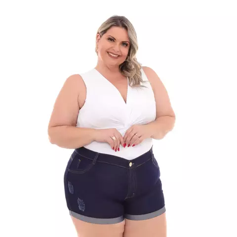 Shorts Feminino Jeans Plus Size Azul Escuro Moda Fashion – Conforto e Estilo para Todas as Ocasiões! - comprar online