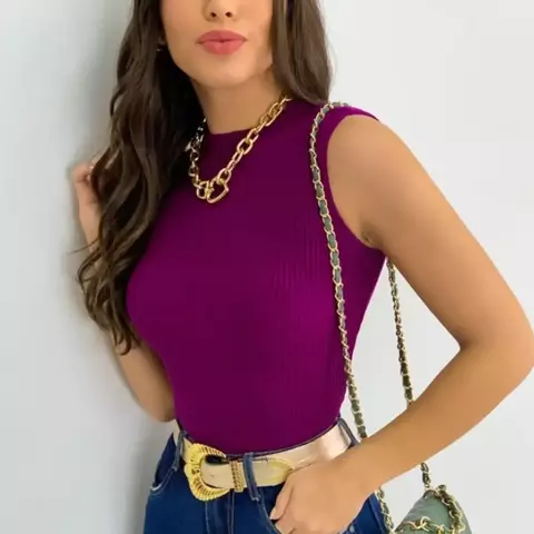 Blusa Tricot Gola Alta Sem Manga - Estilo e Conforto - comprar online